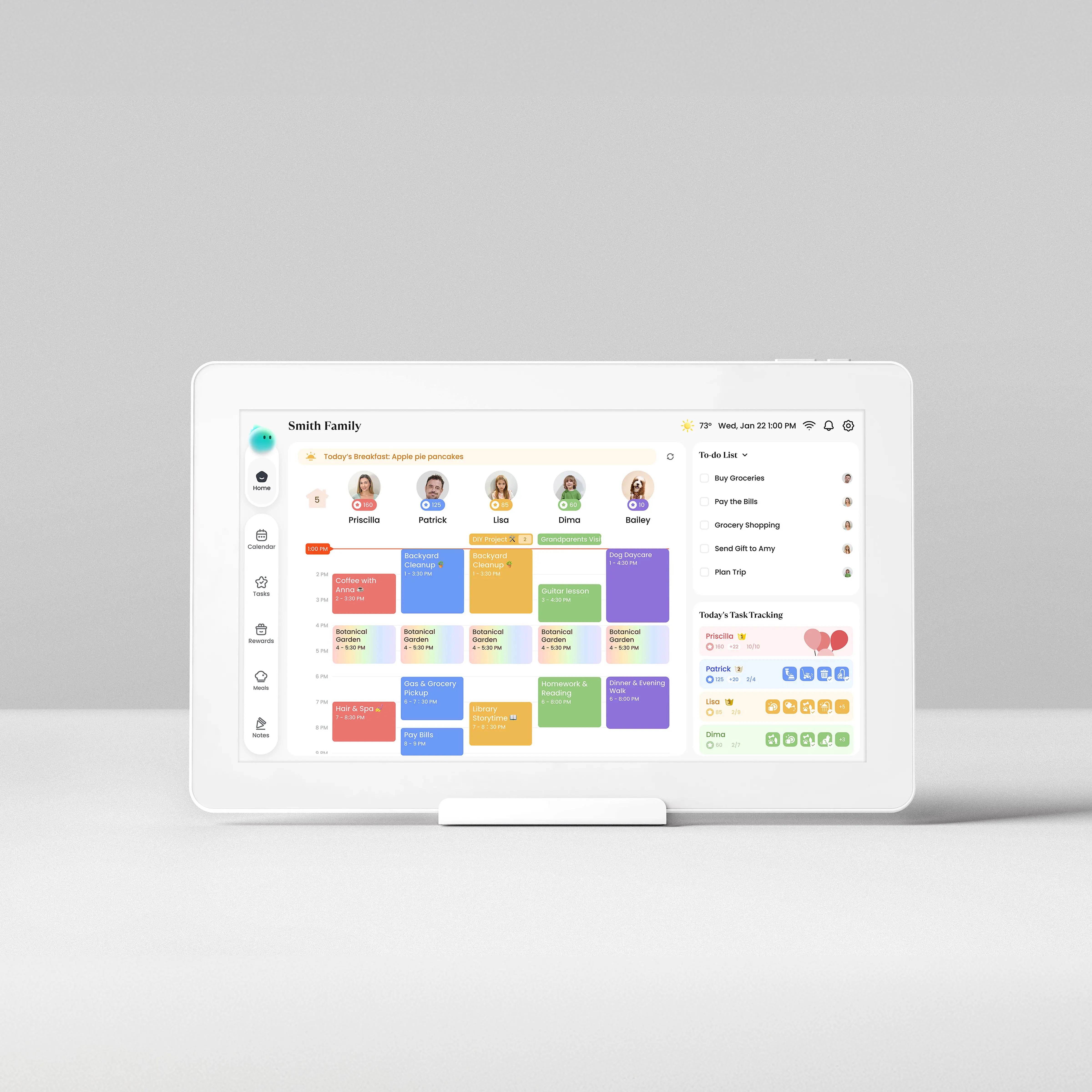 CozylaHome Calendar Neo, 15.6" Smart Digital Family Calendar & Wall Planner,AI Voice Agent, Chore Chart, Touchscreen Meal Planner with Desk Stand-White