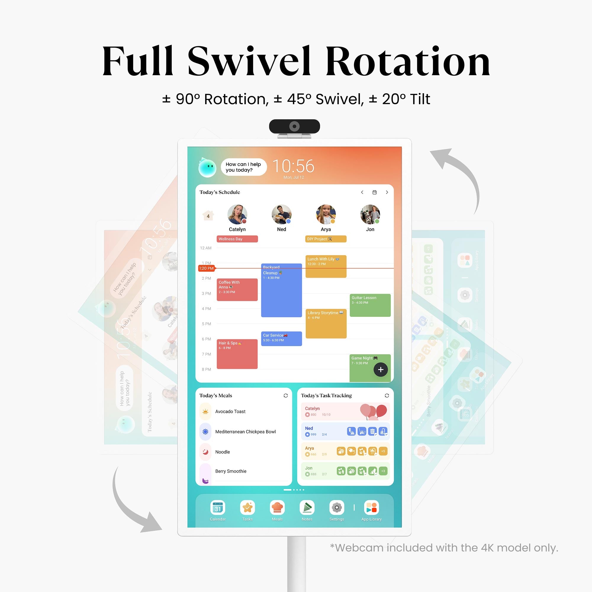 Cozyla 32-in Calendar Plus Go supports full swivel rotation