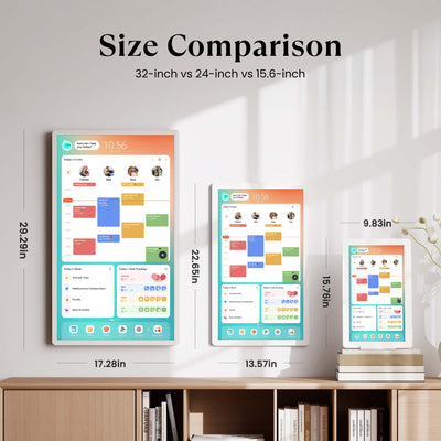 Calendar+ 2 direct size comparison: 32" vs 24" vs 15.6"