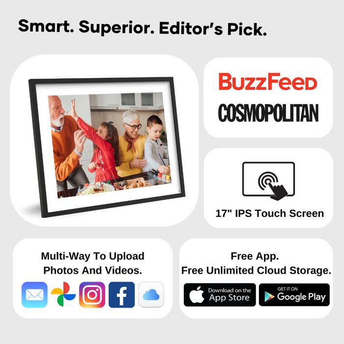 17" Large Digital Picture Frame WiFi Digital Photo Frame Cozyla