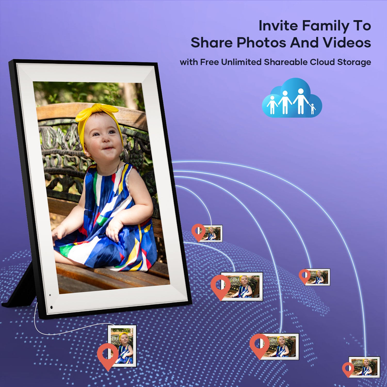 10.1" Rechargeable Digital Picture Frame WiFi HD Portable Digital Photo Frame