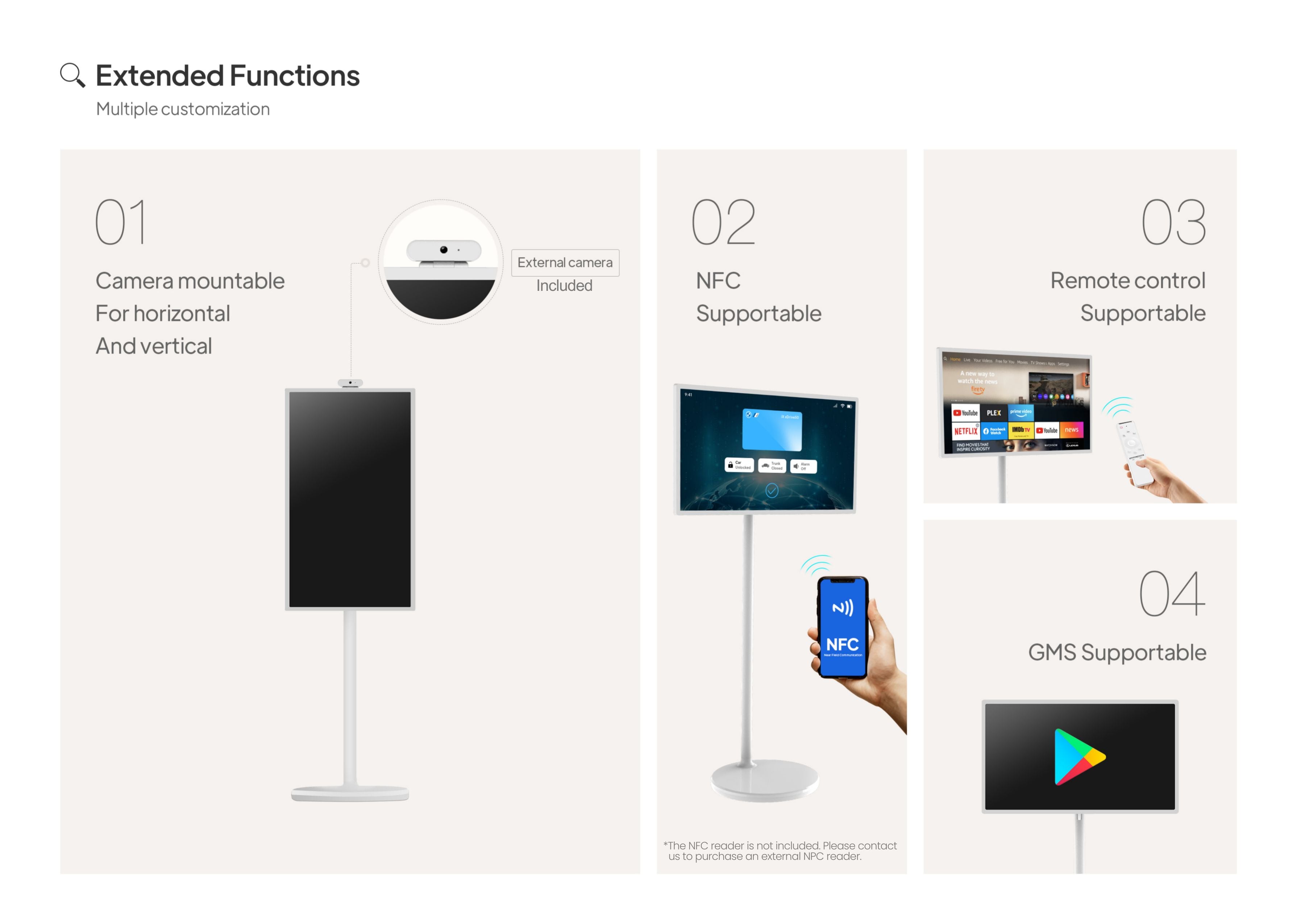 32-Inch Portable Tablet TV – Extended Functions: camera mountable, NFC, remote control and GMS supportable