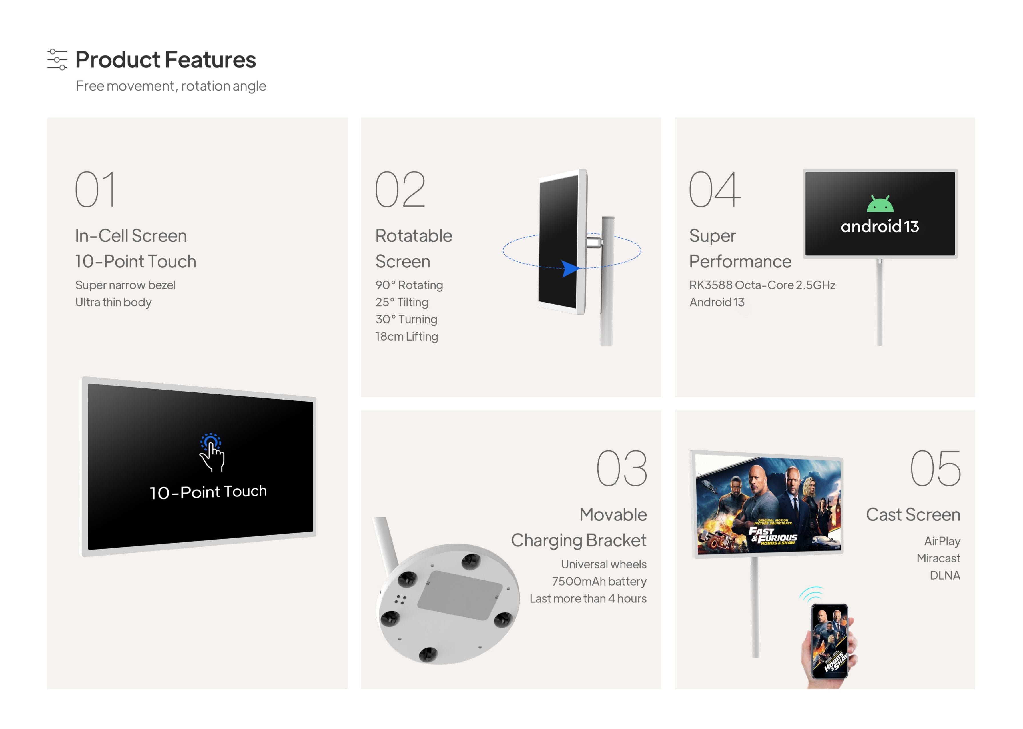32-Inch Portable Tablet TV product features